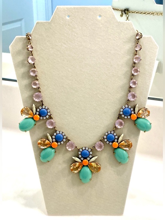 J. Crew Jewelry - J Crew Bug Beetle Cicada Statement Necklace Mint Blue Pink Orange Gold Bib